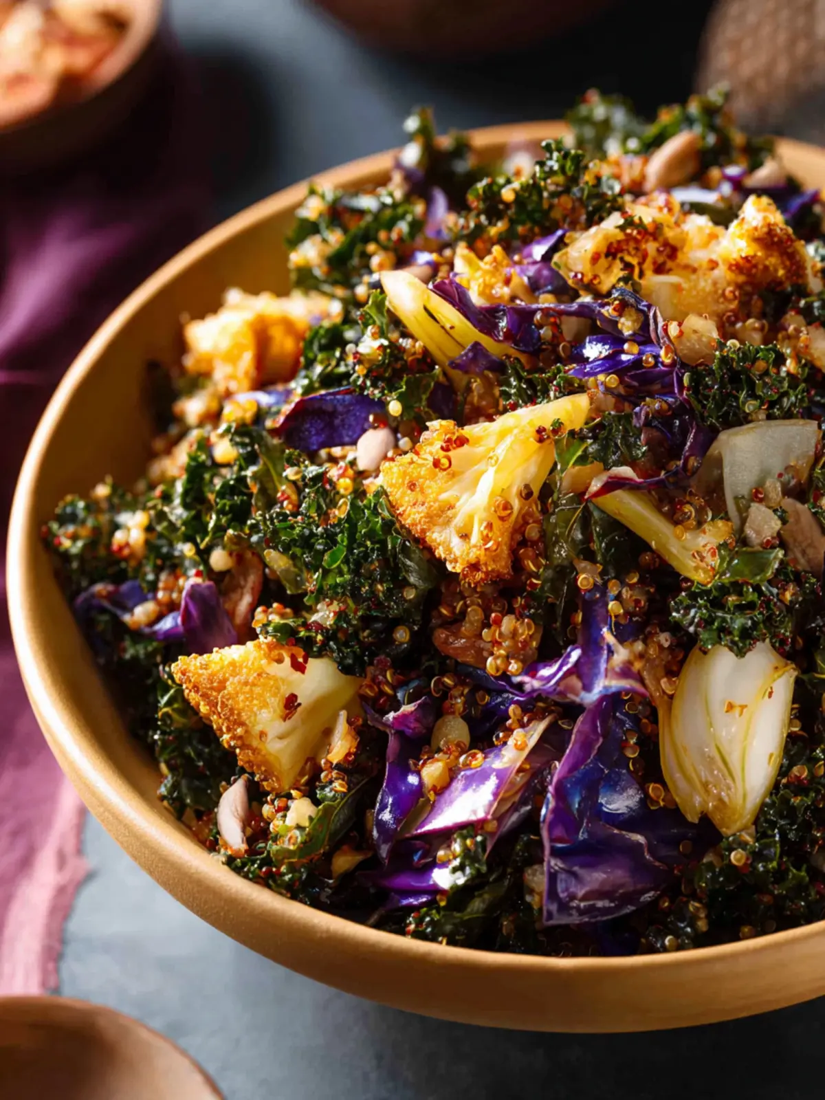 Roasted Cabbage and Kale Salad with Crispy Quinoa First Image