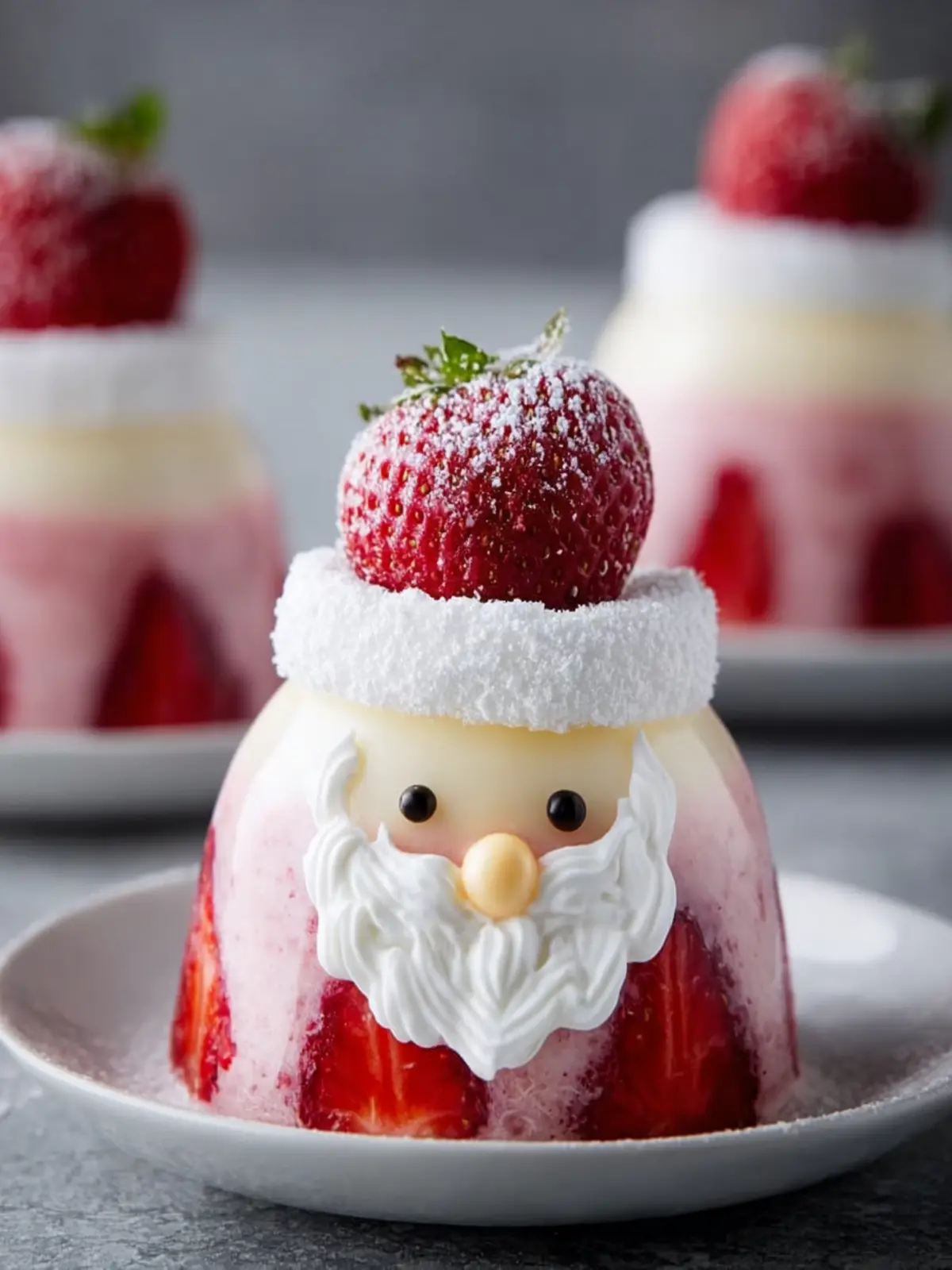 Festive Santa Dome Cakes with Vanilla Mousse and Strawberry Filling – A Show-Stopping Holiday Dessert First Image
