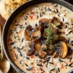 Indulge in Creamy Wild Rice and Mushroom Soup Delight First Image