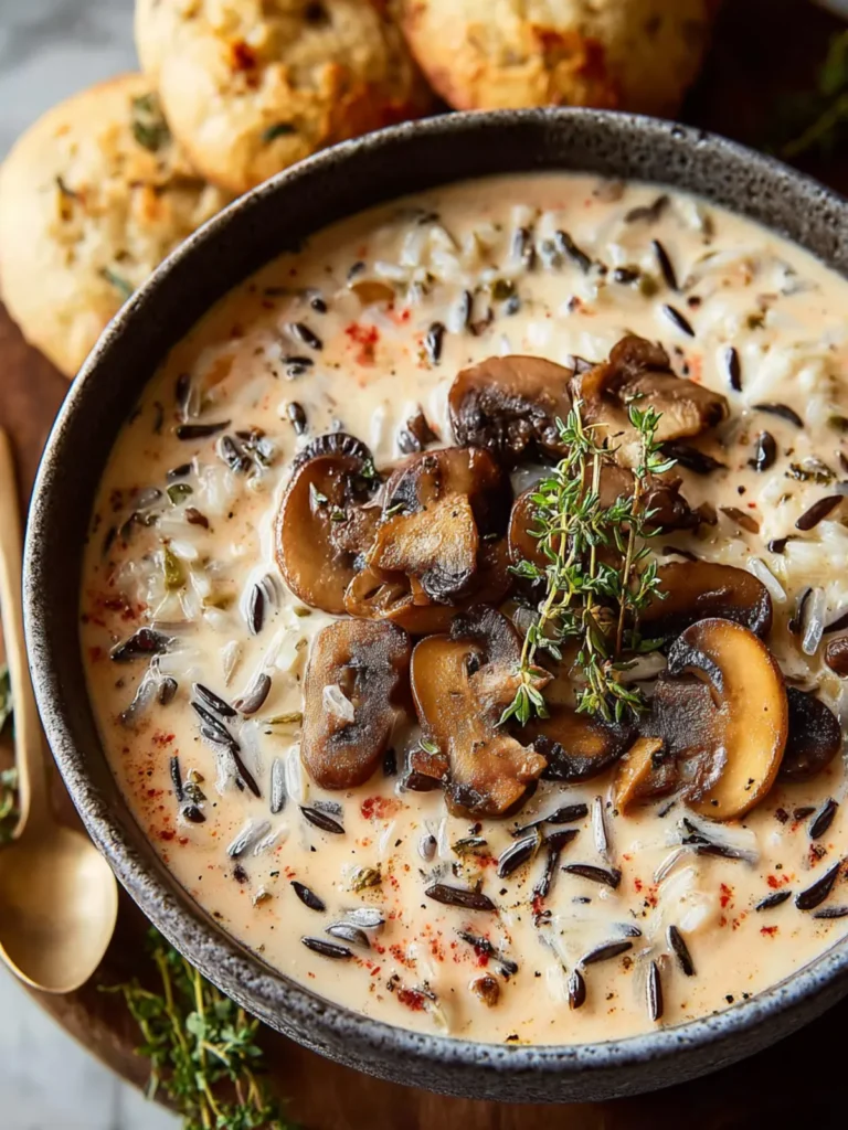 Indulge in Creamy Wild Rice and Mushroom Soup Delight First Image