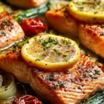 Irresistible Lemon Garlic Salmon Tray Bake Recipe First Image