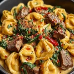 Creamy Tuscan Spinach & Steak Bites Tortellini Recipe First Image