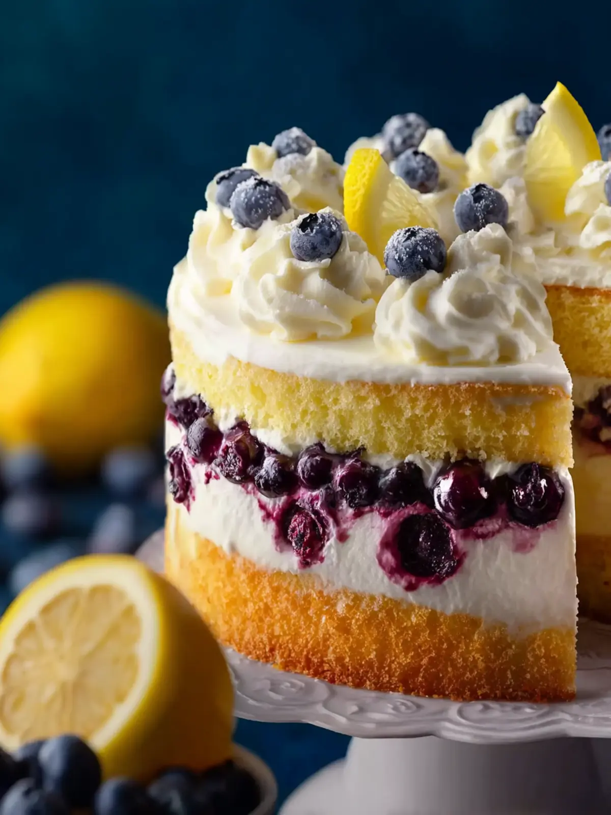Lemon Blueberry Cake with Whipped Lemon Frosting First Image