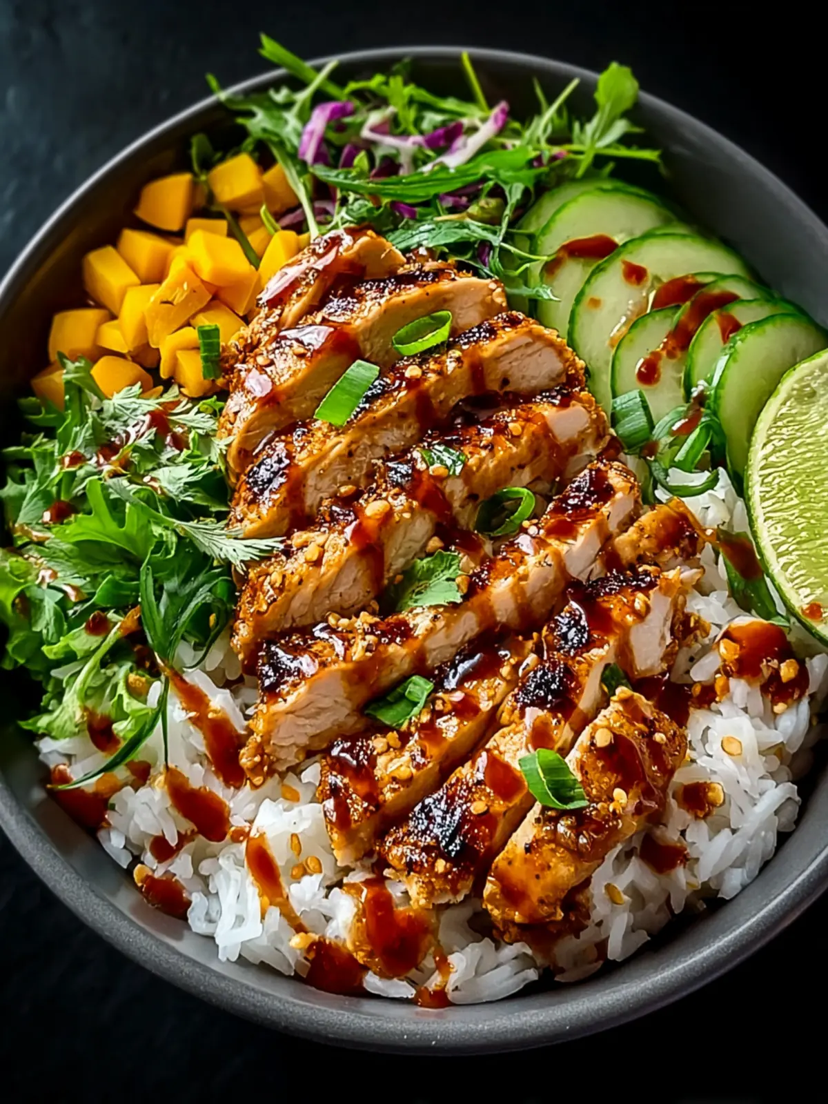 Sweet Chili Chicken Bowl with Coconut Lime Drizzle Bliss First Image