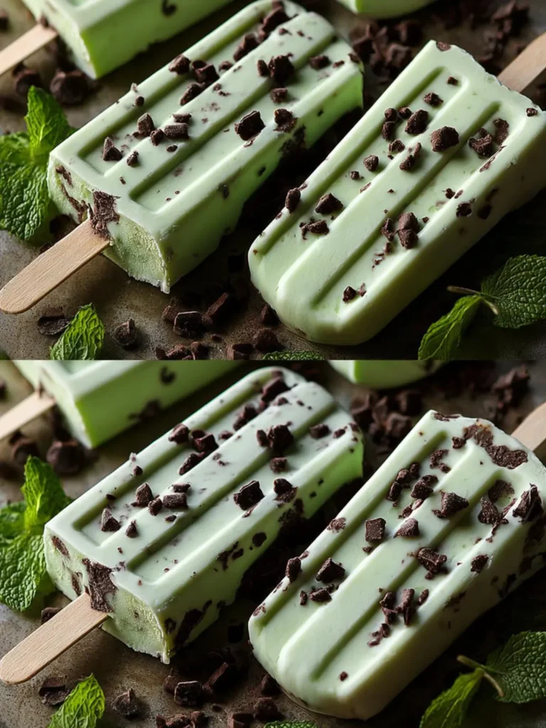 Chocolate Chip Mint Greek Yogurt Pops First Image
