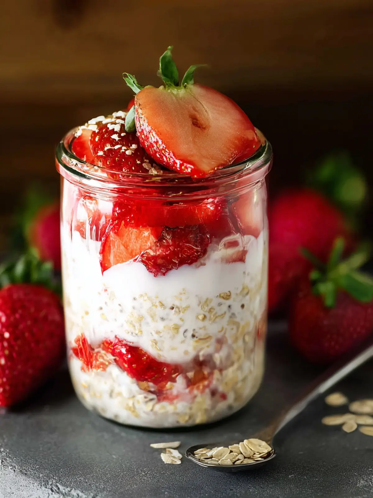 Healthy Strawberry Overnight Oats First Image