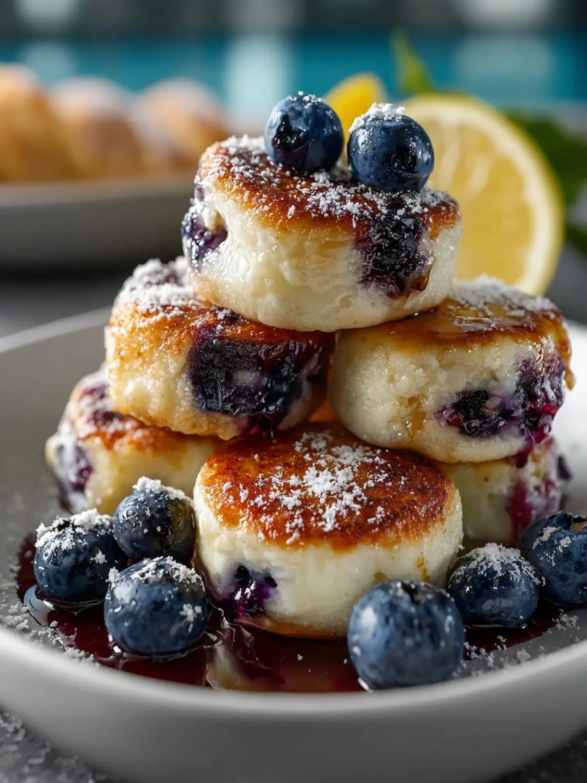 Blueberry Lemon Cottage Cheese Pancake Bites First Image
