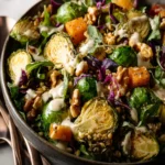 Roasted Brussels Sprout Grain Salad with Maple Tahini Dressing First Image