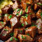Slow Cooker Garlic Butter Steak Bites First Image