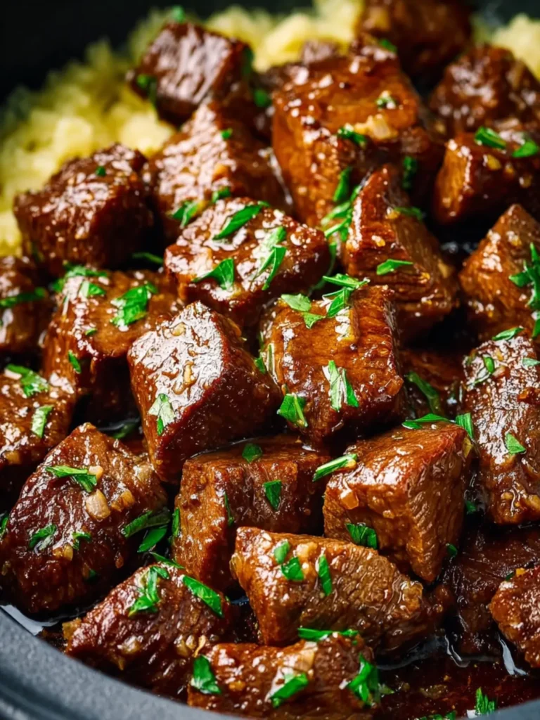 Slow Cooker Garlic Butter Steak Bites First Image