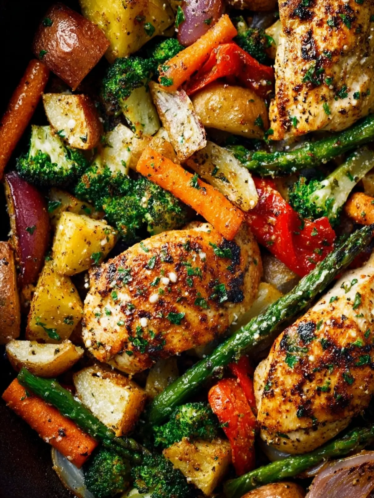 One Pan Roasted Garlic Parmesan Chicken and Veggies First Image